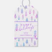 Moderne kerstbomen PRETTIGE FEESTDAGEN script Cadeaulabel (Voorkant)
