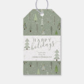 Moderne kerstbomen PRETTIGE FEESTDAGEN script Cadeaulabel (Voorkant)