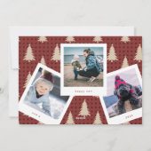 Moderne kerstbomen Red Maroon Lijst met foto's Feestdagenkaart (Achterkant)