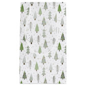 Moderne kerstbomen redden olijfgroen en wit klein cadeauzakje (Voorkant)