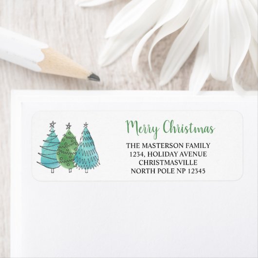 Moderne kerstbomen — Retouradres Etiket (Insitu)