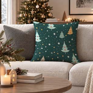 Moderne Kerstbomen Rood Groen Accent Kussen Kunst