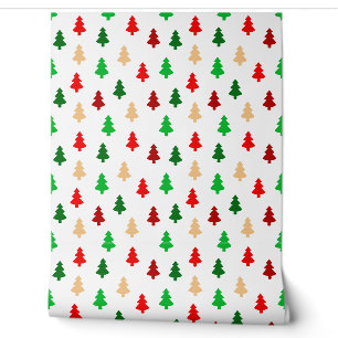Moderne kerstbomen - rood groen en goud behang