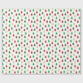 Moderne kerstbomen - rood groen en goud cadeaupapier (Vlak)
