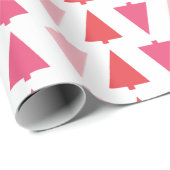 Moderne kerstbomen Roze feestdag gevild Cadeaupapier (Rol Hoek)