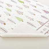 Moderne Kerstbomen Roze Mauve Naam Sherpa Deken (3/4)