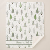 Moderne kerstbomen Sage Green Aangepast Sherpa Deken (Voorkant)