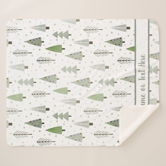 Moderne kerstbomen Sage Green Aangepast Sherpa Deken (Voorkant (horizontaal))