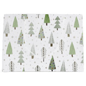 Moderne kerstbomen Sage Green Abstract Pattern Groot Cadeauzakje (Voorkant)