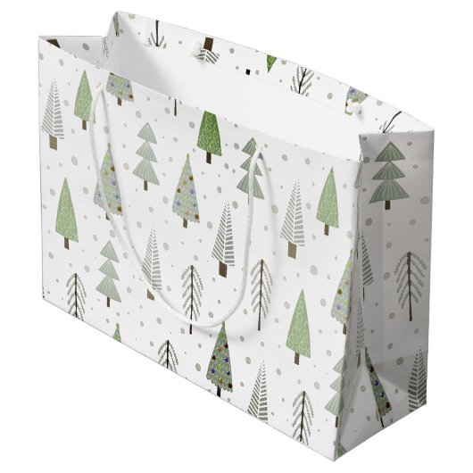 Moderne kerstbomen Sage Green Abstract Pattern Groot Cadeauzakje (Achterkant Gekanteld)