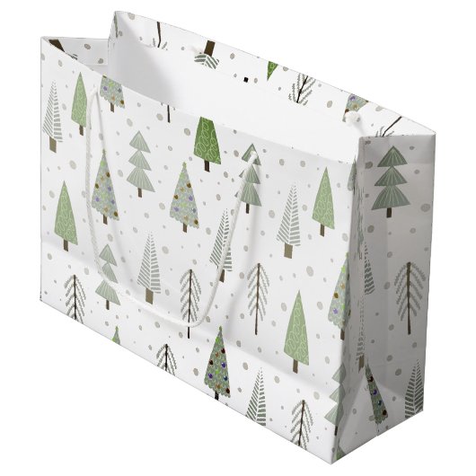 Moderne kerstbomen Sage Green Abstract Pattern Groot Cadeauzakje (Voorkant Gekanteld)