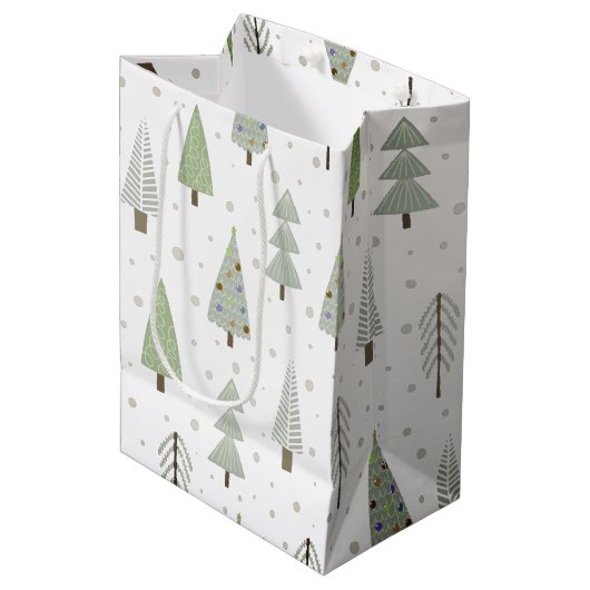 Moderne kerstbomen Sage Green Abstract Pattern Medium Cadeauzakje (Voorkant Gekanteld)