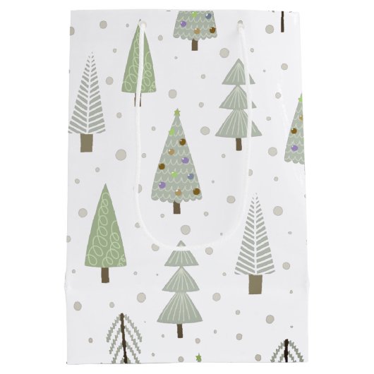 Moderne kerstbomen Sage Green Abstract Pattern Medium Cadeauzakje (Achterkant)