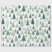 Moderne Kerstbomen Sage Groen Cadeaupapier (Vlak)