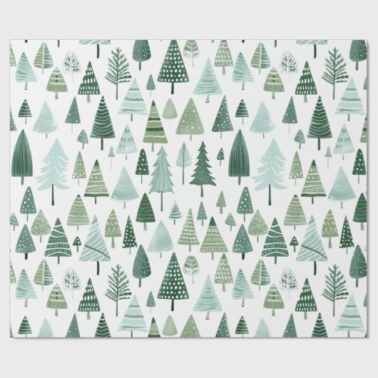 Moderne Kerstbomen Sage Groen Cadeaupapier (Vlak)
