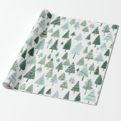 Moderne Kerstbomen Sage Groen Cadeaupapier (Uitgerold)