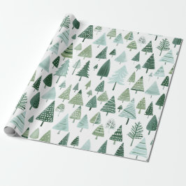 Moderne Kerstbomen Sage Groen Cadeaupapier