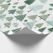 Moderne Kerstbomen Sage Groen Cadeaupapier (Hoek)