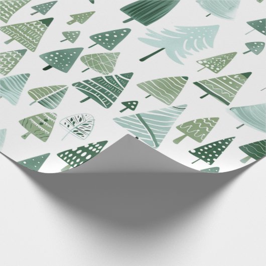Moderne Kerstbomen Sage Groen Cadeaupapier (Hoek)