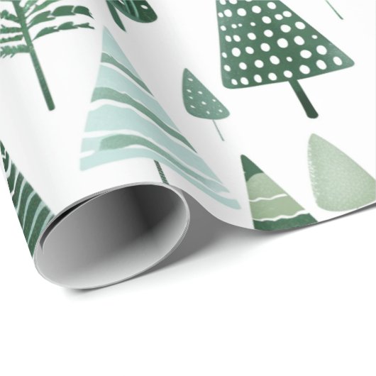 Moderne Kerstbomen Sage Groen Cadeaupapier (Rol Hoek)