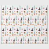 Moderne Kerstbomen Sage Groen Patroon Cadeaupapier (Vlak)