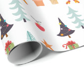 Moderne Kerstbomen Sage Groen Patroon Cadeaupapier (Rol Hoek)