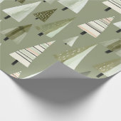 Moderne Kerstbomen Sage Groen Patroon Cadeaupapier (Hoek)