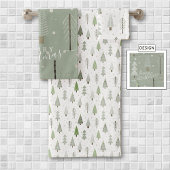 Moderne kerstbomen Sage Olive Green Pattern Bad Handdoek