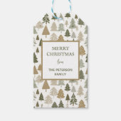 Moderne kerstbomen Sage Olive Green Pattern Cadeaulabel (Voorkant)