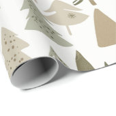 Moderne kerstbomen Sage Olive Green Pattern Cadeaupapier (Rol Hoek)