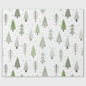 Moderne kerstbomen Sage Olive Green Pattern Cadeaupapier (Vlak)