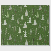 Moderne kerstbomen Sage Olive Green Pattern Cadeaupapier (Vlak)