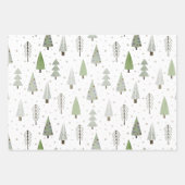 Moderne kerstbomen Sage Olive Green Pattern Inpakpapier Vel (Voorkant)