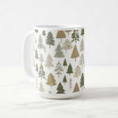 Moderne kerstbomen Sage Olive Green Pattern Koffiemok (Voorkant links)
