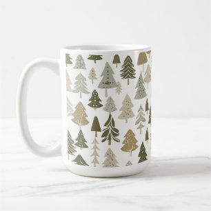 Moderne kerstbomen Sage Olive Green Pattern Koffiemok