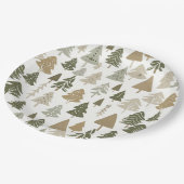 Moderne kerstbomen Sage Olive Green Pattern Papieren Bordje (Gekanteld)