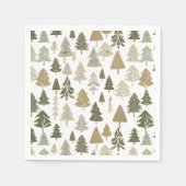 Moderne kerstbomen Sage Olive Green Pattern Servet (Voorkant)