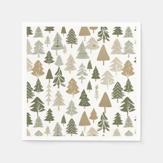 Moderne kerstbomen Sage Olive Green Pattern Servet (Voorkant)