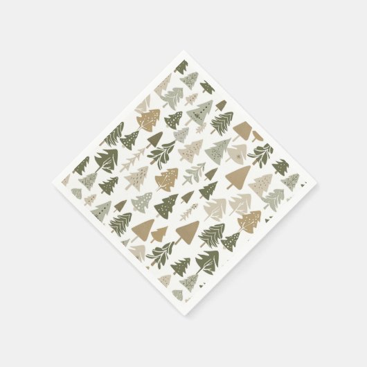 Moderne kerstbomen Sage Olive Green Pattern Servet (Hoek)