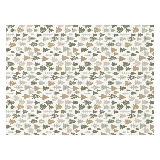 Moderne kerstbomen Sage Olive Green Pattern Tafelkleed (Voorkant (Horizontaal))