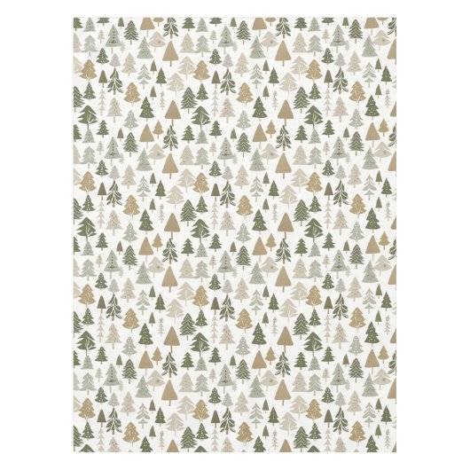 Moderne kerstbomen Sage Olive Green Pattern Tafelkleed (Voorkant)