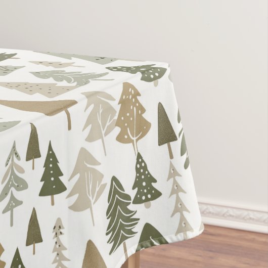 Moderne kerstbomen Sage Olive Green Pattern Tafelkleed (Voorbeeld)