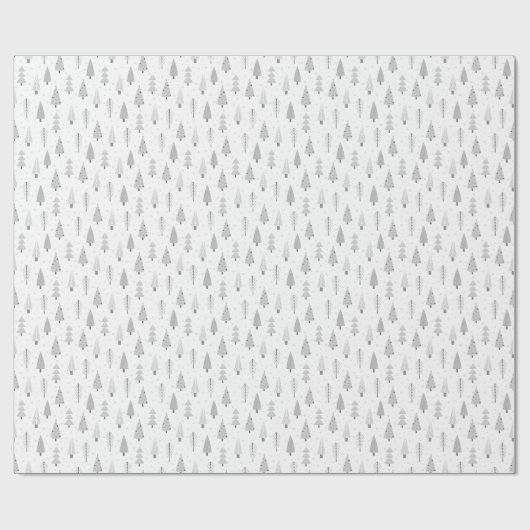 Moderne kerstbomen Silver Grey Pattern Cadeaupapier (Vlak)