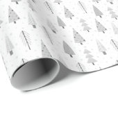 Moderne kerstbomen Silver Grey Pattern Cadeaupapier (Rol Hoek)