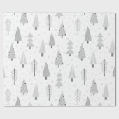 Moderne kerstbomen Silver Grey Pattern Cadeaupapier (Vlak)