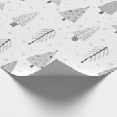 Moderne kerstbomen Silver Grey Pattern Cadeaupapier (Hoek)