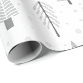 Moderne kerstbomen Silver Grey Pattern Cadeaupapier (Rol Hoek)