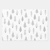 Moderne kerstbomen Silver Grey Pattern Trio Inpakpapier Vel (Voorkant)