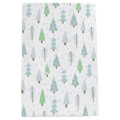 Moderne Kerstbomen Sneeuwvlok Blauw Wit Medium Cadeauzakje (Voorkant)