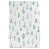 Moderne Kerstbomen Sneeuwvlok Blauw Wit Medium Cadeauzakje (Achterkant)